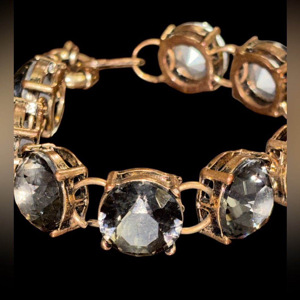 Gold-Tone Clear Crystal Link Bracelet - Women Jewelry